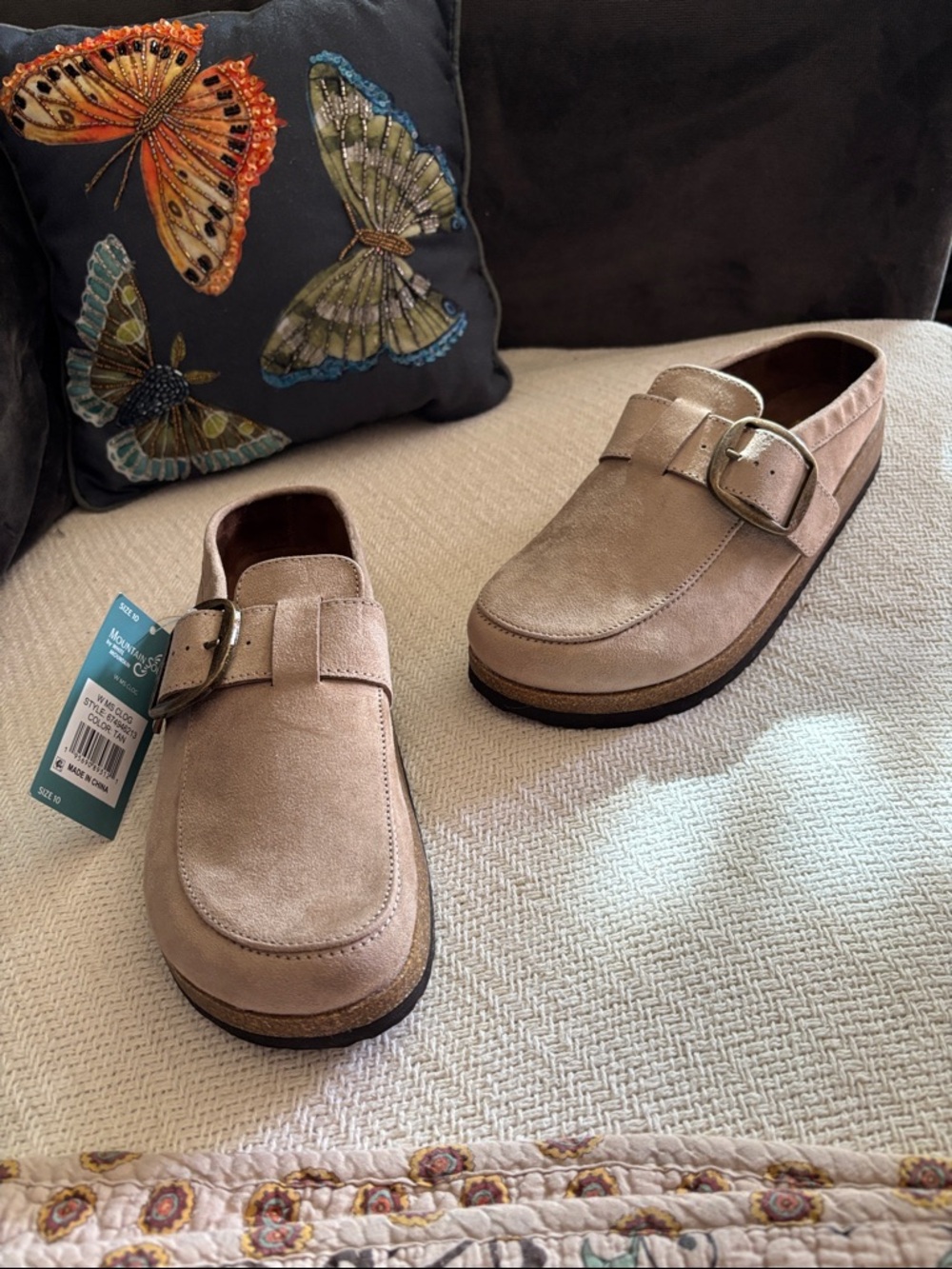 Buckle Slip On Mule Shoe Tan NWT Size 10